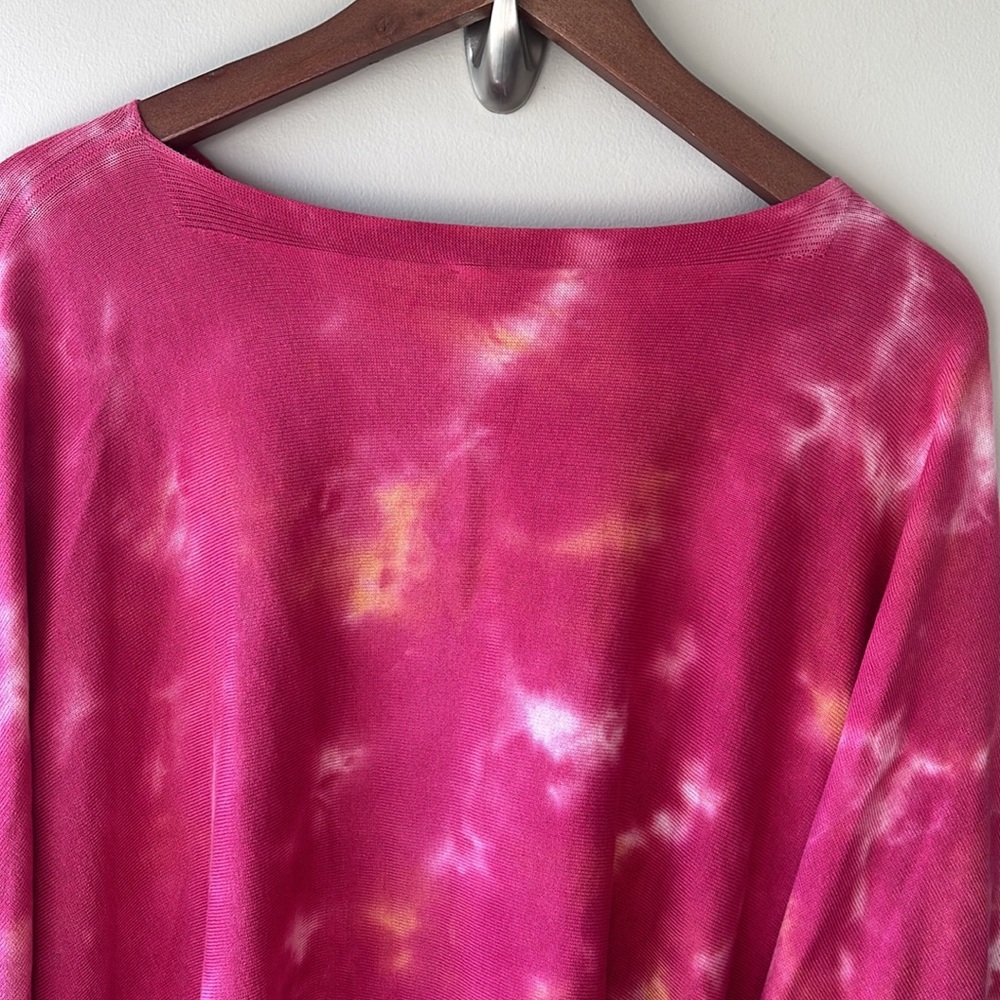 JOHNNY WAS Boho Hot Pink Hand Painted Poncho One Size - Picture 10 of 12